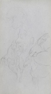 Sketchbook, page 90: Study of Horses, Profiles. Ernest Meissonier (French, 1815-1891). Graphite