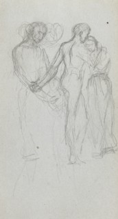 Sketchbook, page 10: Figures Embracing. Ernest Meissonier (French, 1815-1891). Graphite;