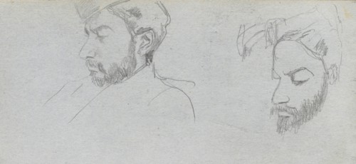 Sketchbook, page 65: Study of Faces in Profile. Ernest Meissonier (French, 1815-1891). Graphite;