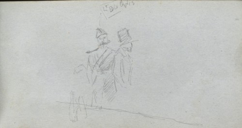 Sketchbook, page 38: Study of a Solider and Figure in Top Hat. Ernest Meissonier (French,
