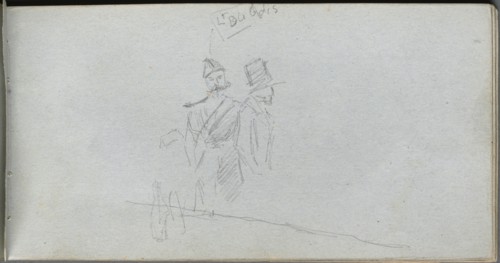 Sketchbook, page 38: Study of a Solider and Figure in Top Hat. Ernest Meissonier (French,