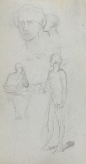 Sketchbook, page 12: Multiple Figures. Ernest Meissonier (French, 1815-1891). Graphite