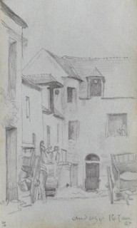 Sketchbook, page 39: Street Scene. Ernest Meissonier (French, 1815-1891). Graphite