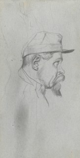 Sketchbook, page 13: Bust of a Man in Profile. Ernest Meissonier (French, 1815-1891). Graphite;