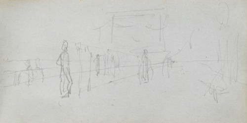 Sketchbook, page 40: Perspective Study. Ernest Meissonier (French, 1815-1891). Graphite;