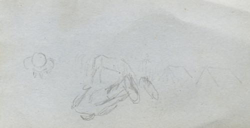 Sketchbook, page 97: Study of Figures, Buildings. Ernest Meissonier (French, 1815-1891). Graphite