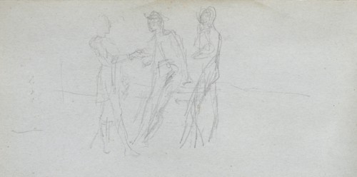 Sketchbook, page 42: Three Figures. Ernest Meissonier (French, 1815-1891). Graphite