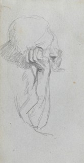 Sketchbook, page 16: Melancholy Figure . Ernest Meissonier (French, 1815-1891). Graphite