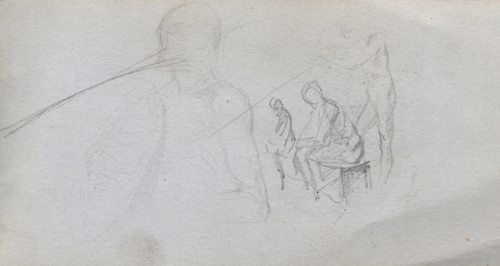 Sketchbook, page 98: Study of Figures. Ernest Meissonier (French, 1815-1891). Graphite