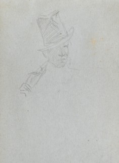 Sketchbook, page 17: Bust of a Man in Top Hat. Ernest Meissonier (French, 1815-1891). Graphite