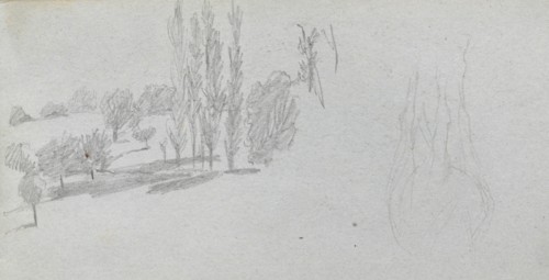 Sketchbook, page 18: Study of a Horse and Landscape Study. Ernest Meissonier (French, 1815-1891).