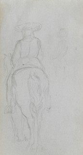 Sketchbook, page 19: Study of a Figure on Horseback seen from behind. Ernest Meissonier (French,