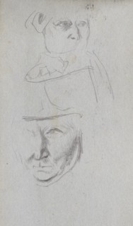 Sketchbook, page 47: Studies of Three Faces. Ernest Meissonier (French, 1815-1891). Graphite