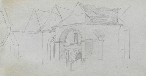 Sketchbook, page 22: Architectural Study. Ernest Meissonier (French, 1815-1891). Graphite;