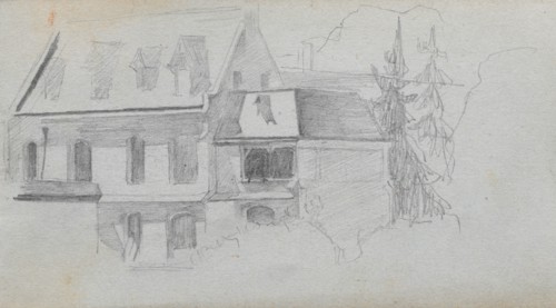 Sketchbook, page 49: Architechural Study. Ernest Meissonier (French, 1815-1891). Graphite
