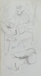 Sketchbook, page 24: Seated Male Figure. Ernest Meissonier (French, 1815-1891). Graphite;