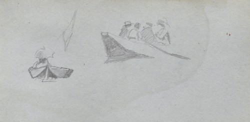 Sketchbook, page 25: Studies of Figures in Boats. Ernest Meissonier (French, 1815-1891). Graphite