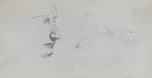 Sketchbook, page 80: Study of Faces. Ernest Meissonier (French, 1815-1891). Graphite;
