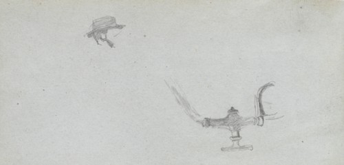 Sketchbook, page 26: Study of a Head and a Lamp. Ernest Meissonier (French, 1815-1891). Graphite;