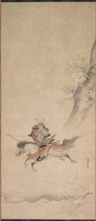 A Samurai on Horseback, 17th century. Kusumi Morikage (Japanese, c. 1620-c. 1690). Hanging scroll;