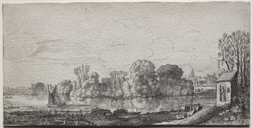 A Little Chapel by a Pond. Jan van de Velde (Dutch, 1620-1662). Etching