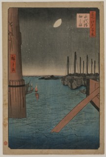 Tsukudajima from  Eitai Bridge, from the series One Hundred Views of Famous Places in Edo, 1858.