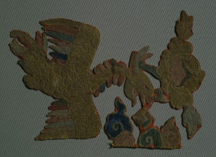 Phoenix and Tree Peony, 14th century. China, 14th century. Needleloop embroidery; silk and silver