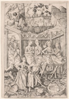 The Garden of Love (Large Plate), c. 1465. Master E. S. (German). Engraving