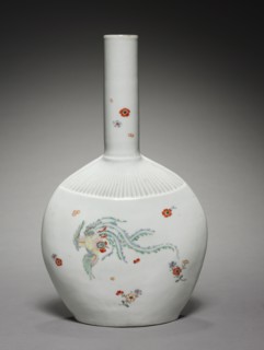Flask in the Shape of a Fan, 1600s. Japan, Edo Period (1615-1868), 17th Century. Imari ware