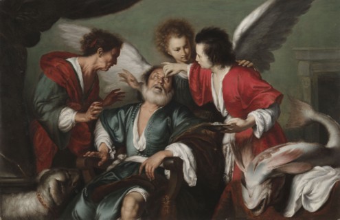 The Healing of Tobit, c. 1625. Bernardo Strozzi (Italian, 1581?-1644). Oil on wood; framed: 57.2 x