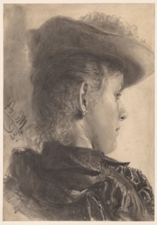 Bust of a Woman, Seen from Behind, 1893. Adolph von Menzel (German, 1815-1905). Graphite