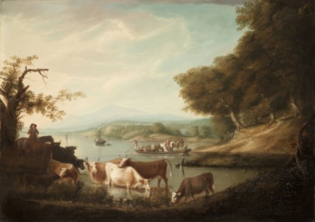 A Calm Watering Place--Extensive and Boundless Scene with Cattle, 1816. Alvan Fisher (American,
