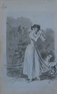 Young Woman Wringing Her Hands over a Man's Naked Body (verso), 1796-1797. Francisco de Goya