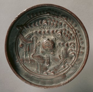 Mirror with Pine and Cranes, early17th-mid 19th  century. Japan, Edo (1615-1868). Bronze; diameter: