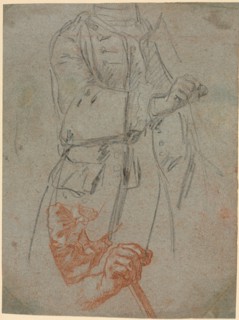 Studies of a Costume, Sleeve, and Hand, c. 1747. Pietro Longhi (Italian, 1702-1785). Black chalk