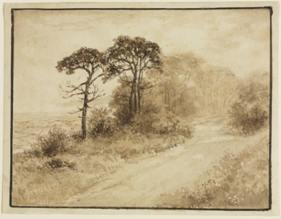 Landscape with Winding Road, 1833. Thomas Doughty (American, 1793-1856). Brush and brown wash over