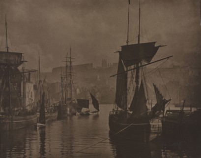 Whitby Harbor, c. 1885. Frank Meadow Sutcliffe (British, 1853-1941). Carbon print, toned, from