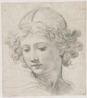 Study for the Head of St. Michael, 1633. Pietro da Cortona (Italian, 1596-1669). Black chalk;