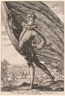 The Standard Bearer, Turned to Left, 1587. Hendrick Goltzius (Dutch, 1558–1617). Engraving; sheet: