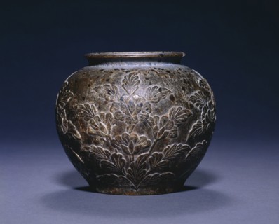Jar with Floral Decoration, c. 700-750. China, Tang dynasty (618-907). Stone; diameter: 13.3 cm (5