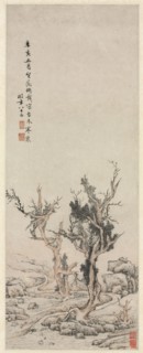 Old Trees by a Wintry Brook, 1551. Wen Zhengming (Chinese, 1470-1559). Hanging scroll, ink and