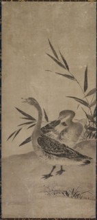 Geese, Muromachi period, 1392-1573. Circle of Soami (Japanese, d. 1525). Hanging scroll; ink on