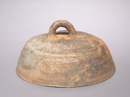 Jar with Loop Handle with Overall Impressed Surface Decoration (lid), 200s-300s. Korea, Baekje