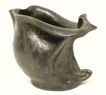 Pitcher, c. 1900. George E. Ohr (American, 1857-1918). Stoneware; overall: 10.6 x 12.5 x 9.1 cm (4