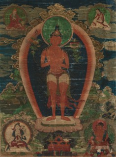 Bodhisattva Padmapani, early 1700s. Tibet, 18th century. Ink and slight color on cotton; overall: