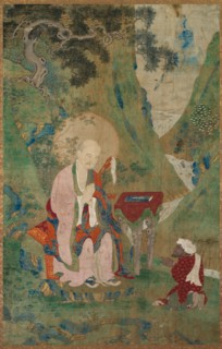 Lohan (Immortal), 1600s. Tibet, Sino-Tibetan style, 17th century. Ink and slight color on cotton;