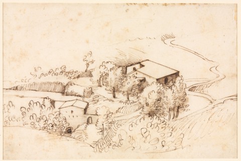 Farm with Trees in a Hilly Landscape (verso), 1567. Gherardo Cibo (Italian, 1512-1600). Pen and