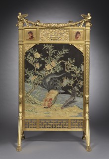Fire Screen, c. 1878-80. Firm of Herter Brothers (American). Gilded wood, painted and gilded wood