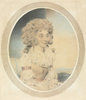 Seated Young Lady Facing Right. John Downman (British, 1750-1824). Brush and black chalk wash and