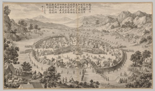 Khan of Bada Shan Presenting Tribute: from Battle Scenes of the Quelling of Rebellions in the